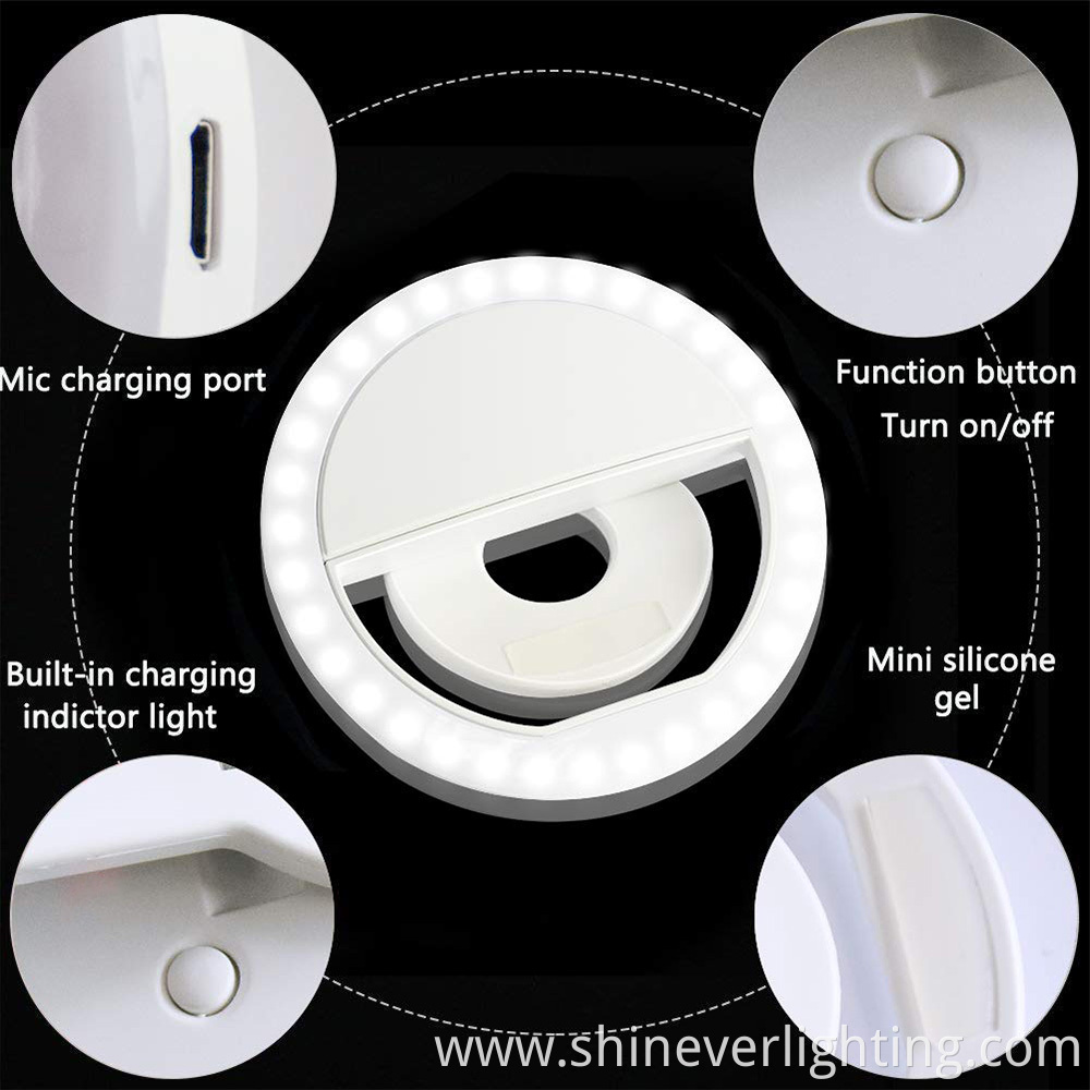 Hand-Held USB Rechargeable LED Selfie Ring Light